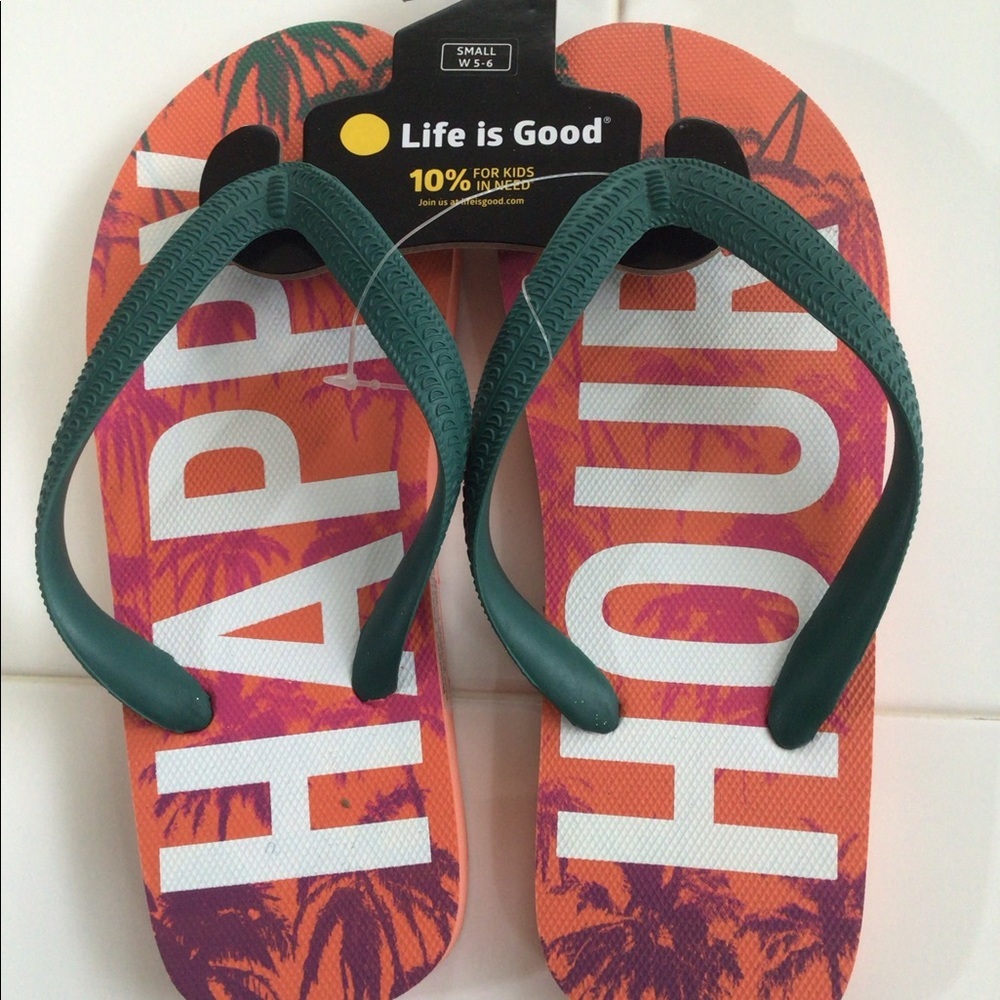 Life is Good Ladies Flip Flops. Size S 5/6.